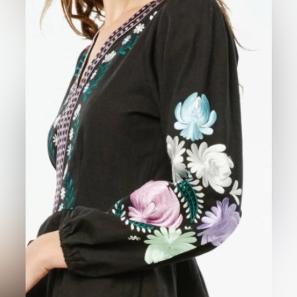 ROLLER RABBIT  Black Dress with Floral Embroidery size XL - Picture 5 of 13